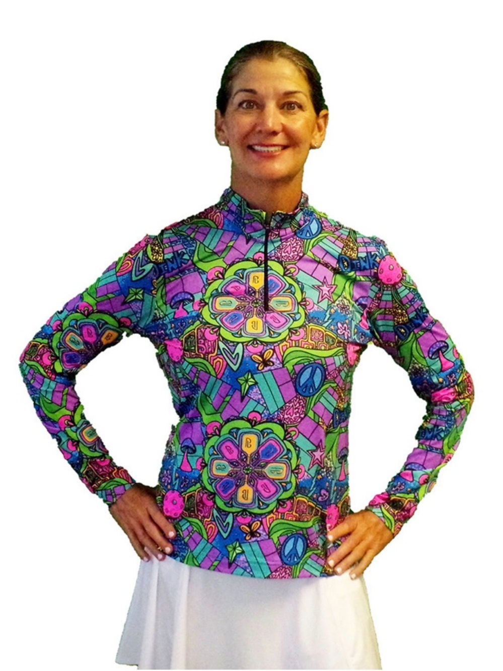 Pickleball Bella Groovy 1/4 Zip Long Sleeve Pullover | sz L